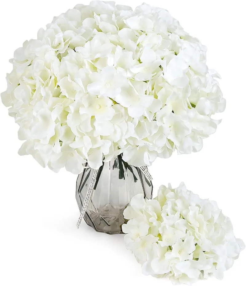

104 PCS Artificial Hydrangea Flowers, Silk Hydrangea Artificial Flowers Heads with Stems, Full Hydrangea Flowers