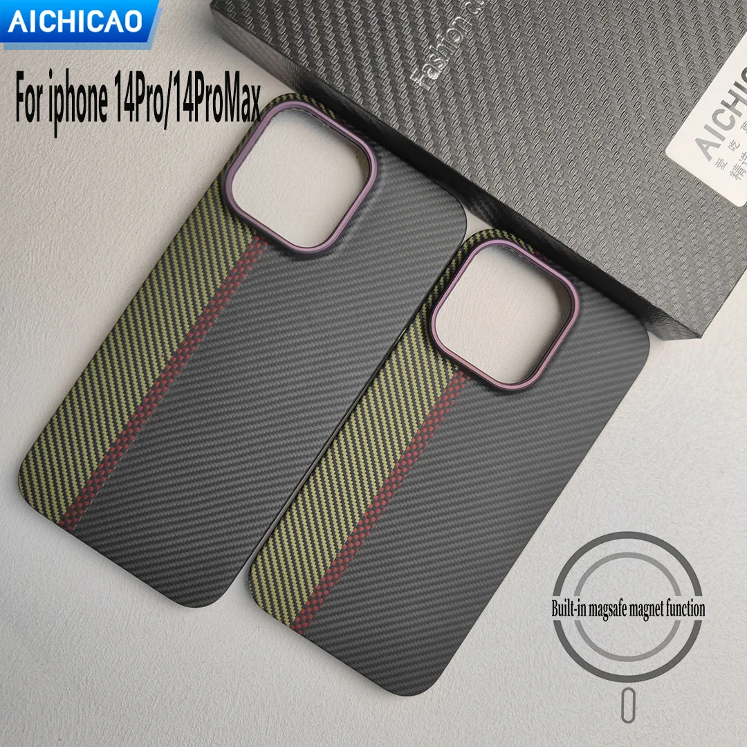 

ACC-Color Real Carbon Fiber Phone Case For iPhone 14Pro Magsafe Aramid Fiber Ultra-Thin No Case Feel case iPhone 14pProMax Case