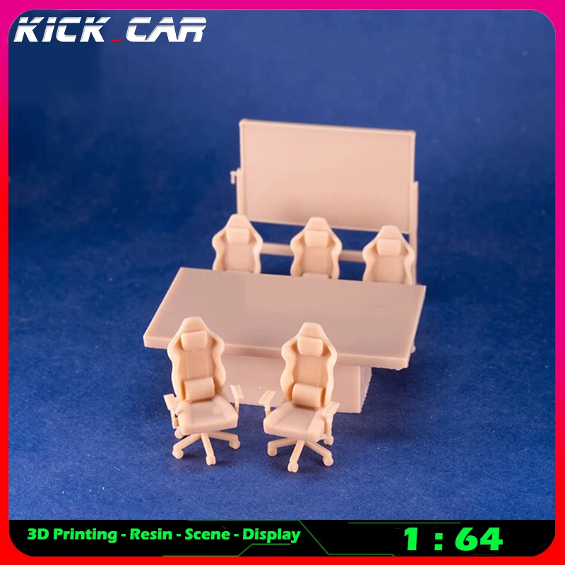 Kickcar 1/64 Meeting Table Set Model Car Diorama Uncolored Resin Garage Scene Repair Tools Decoration Simulation Scene Toy