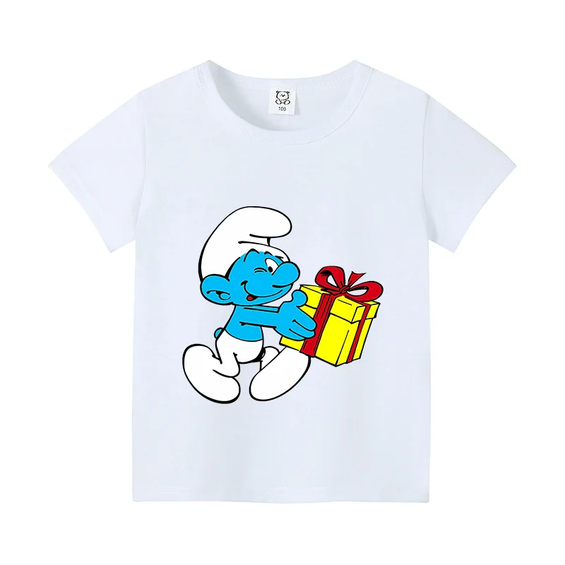 Smurfs t-shirt per bambini Cartoon Figure stampato manica corta vestiti bambini Base Tshirt bianco nero o-collo Tee Casual top regalo