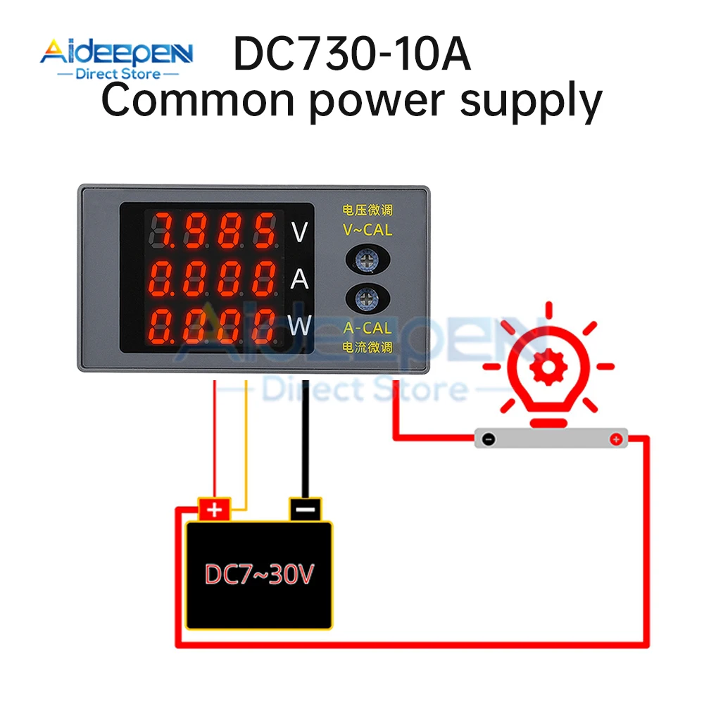 3 in 1 DC LED Digital Voltmeter Current Power Meter Voltage Meter Amp Volt Ammeter Power Tester Detector DC 0-100V 10A 1000W