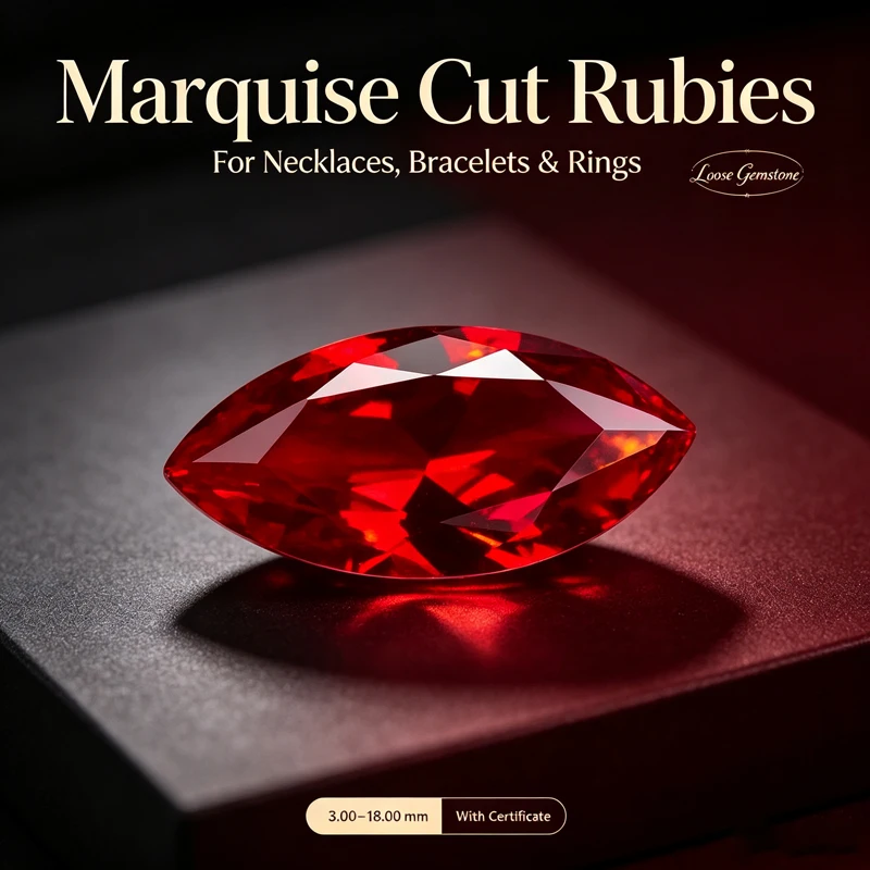 Certified Marquise Shape Lab Grown Ruby, Vivid Red Loose Gemstone with Brilliant Sparkle, Ideal for Custom Jewelry Design