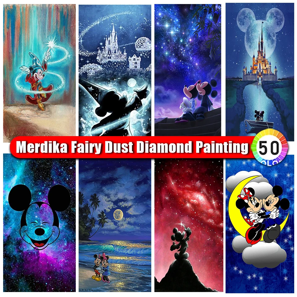 Picture Size Fairy Dust Diamond Painting Mickey Mouse Disney DIY 5D Diamond Mosaic Embroidery Children Rhinestone Home Decor