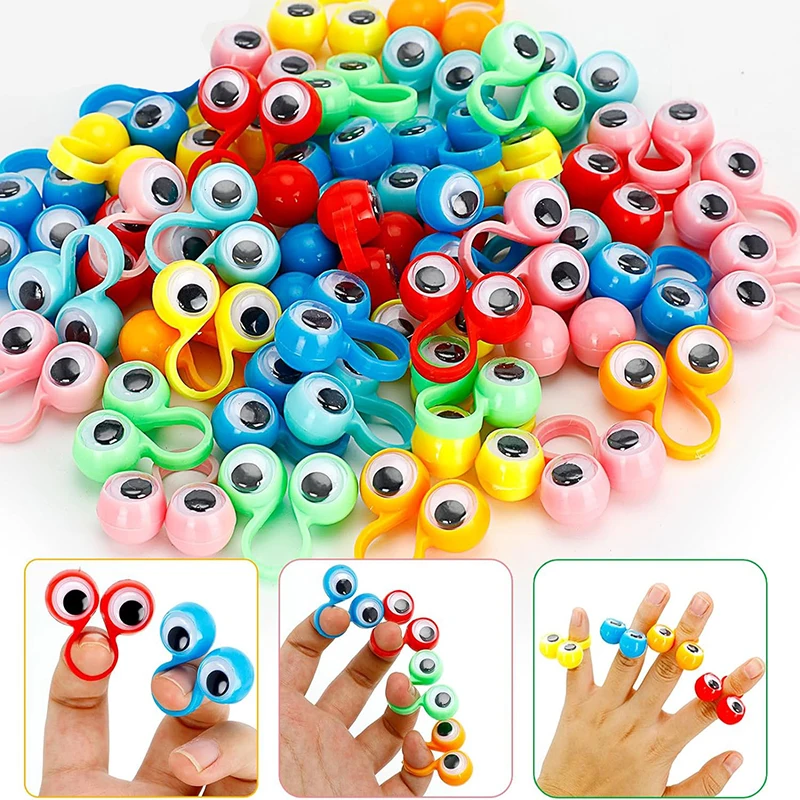 20pcs Wiggle Eyeball Finger Puppet Plastic Rings Toys for Kids Birthday Party Favor Practical Jokes Games Gifts Bag Fillers