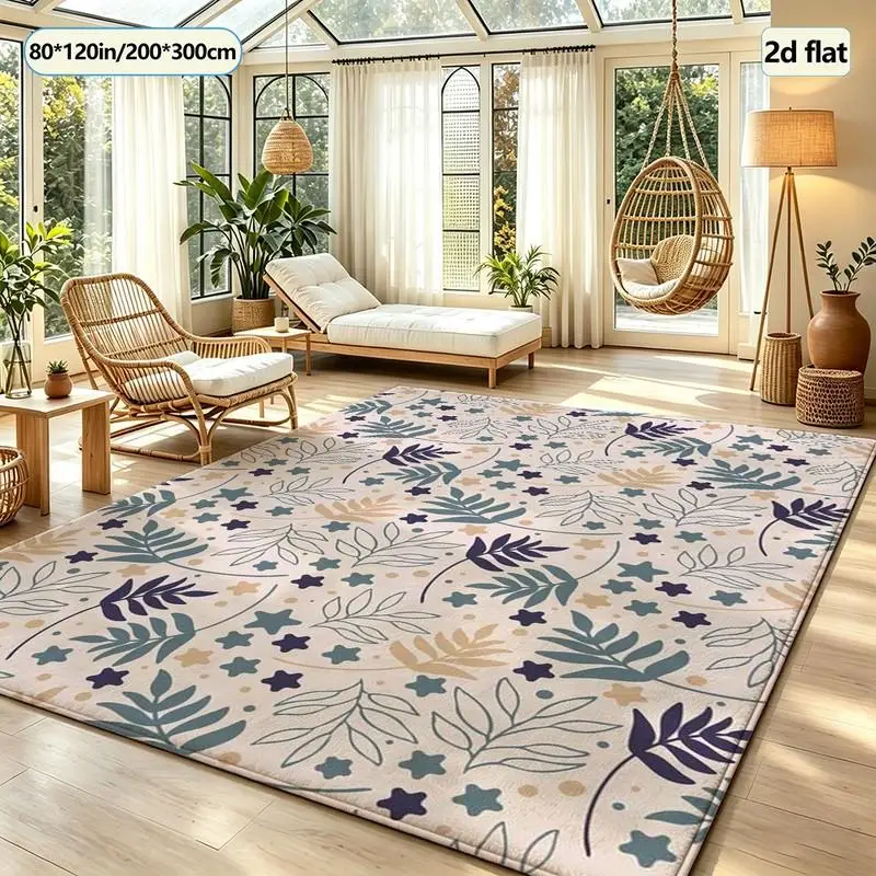 Muted Tone Leaf Star Bohemian Print Carpet Flooring Home Bedroom Living Room Floor Rug