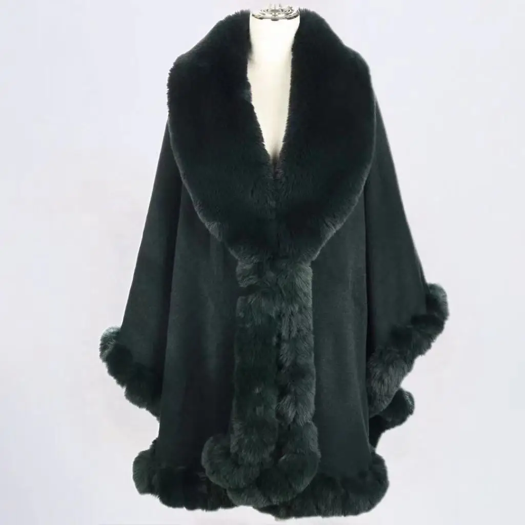 Imagem -06 - Elegante Artesanato Faux Fur Cabolsa Longo para Mulheres Guarnições Completas Capa Outerwear Cardigan Gola Virada para Baixo Malha Outono Inverno Capa Cabolsa 16 Cores