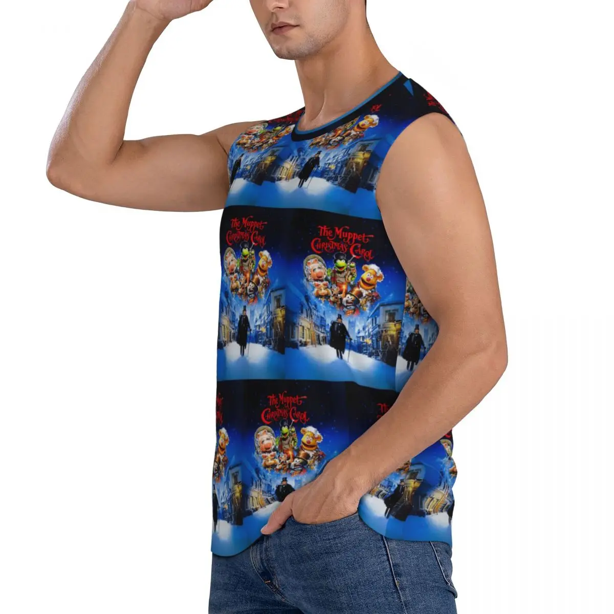 Muppet Christmas Carol Men Sleeveless Tank Tops Quick Dry Breathable Gym Fitness Running Summer Casual Sport Vest