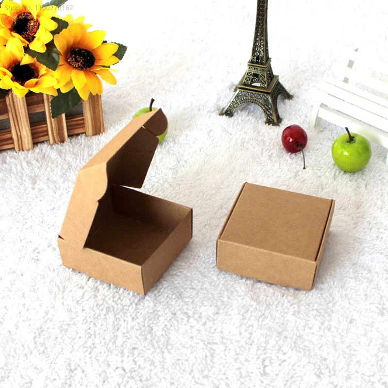 50/100PCS Blank Small Gifts Soap Cardboard Paper Flip Boxes,Folding Kraft Paper Square Craft box,Candy Gift Packaging Boxy Boxes