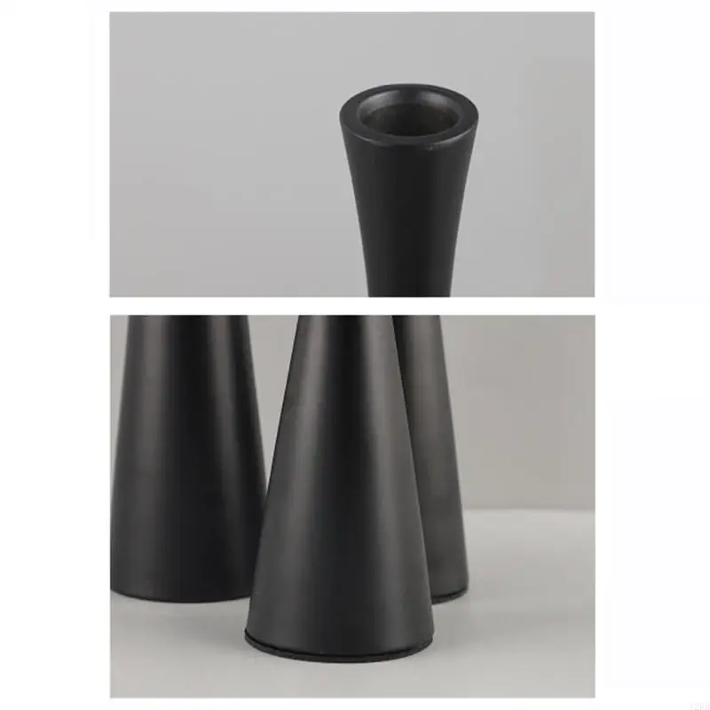 3 قطع من حاملات الشموع المعدنية المستدقة بتصميم الخصر النحيف لأرفف الكتب والديكورات A2BB #3