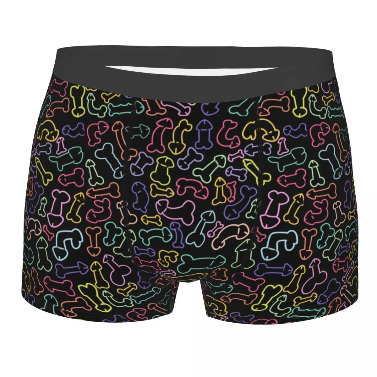 Boxer Underpants Shorts Pastel Penis Pattern Mask Black Panties Male Soft Underwear for Homme Man Boyfriend Gifts