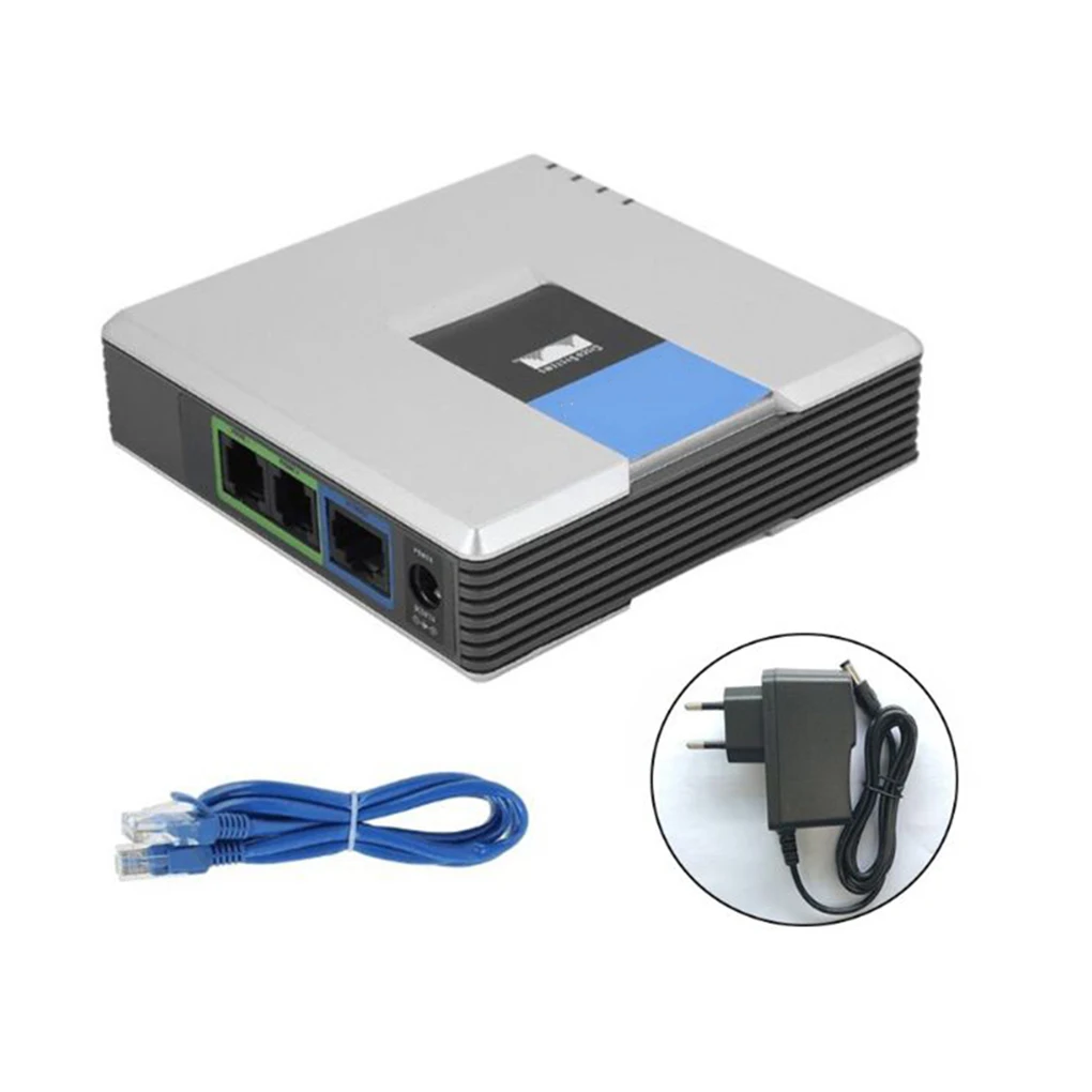 

VoIP Gateway Internet Phone 2 Ports Adapter SIP RJ45 Cable For Linksys PAP2T EU Plug 100-240V