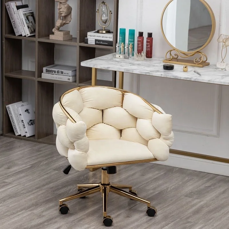 White Accent Chair for Makeup Room Mid Century Modern Makeup Chair Skin-friendly Velvet Fabric Bedroom Chair
