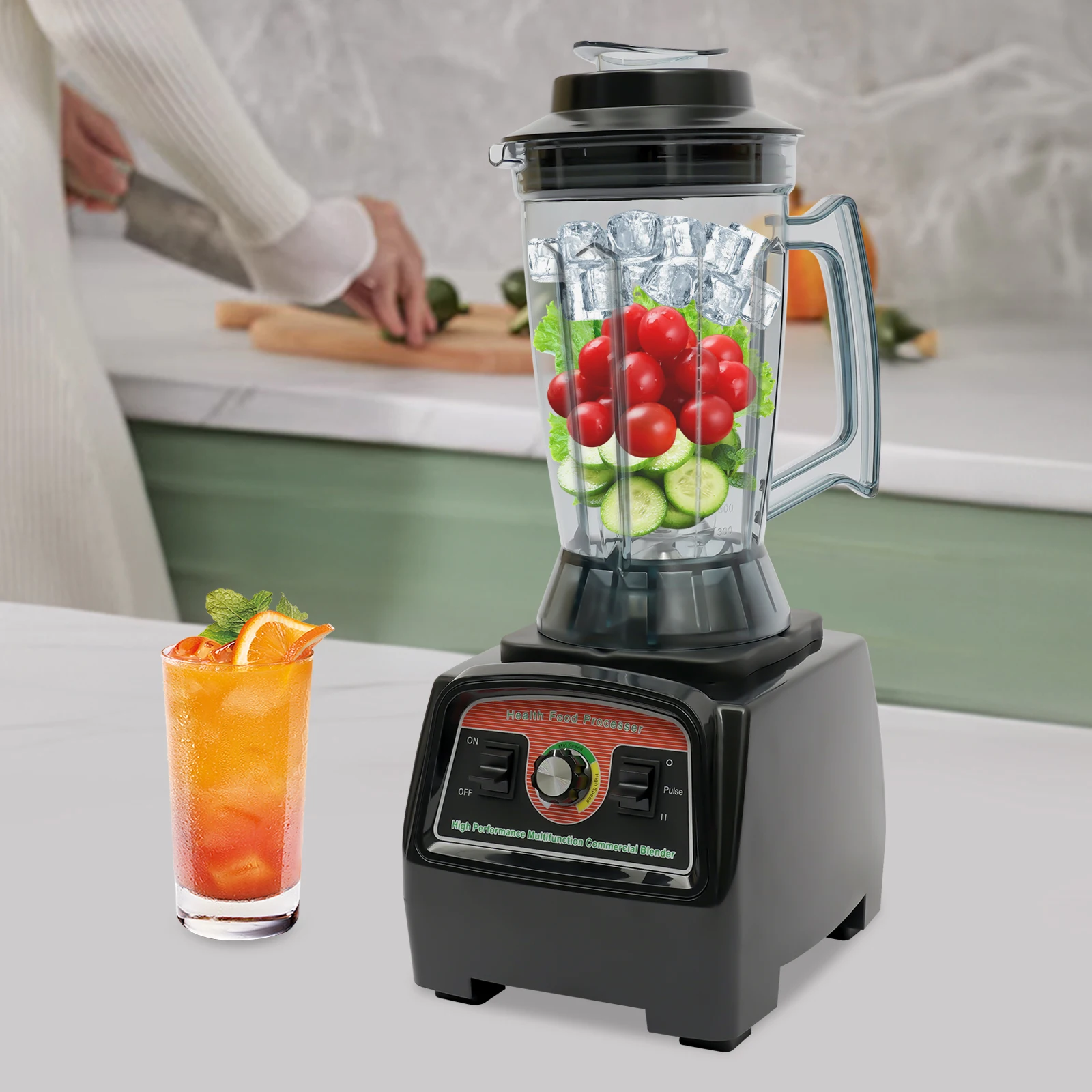 Electric Commercial High Speed Blender Juicer Food Smooth Ice Cream Maker Mixer Kitchen Appliance 3.3HP 3.9L 2800W