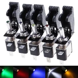 New 20A 12V LED toggle switch Illuminated Toggle Switch Control ON/OFF + Aircraft Missile Style Flip Up Cover XW