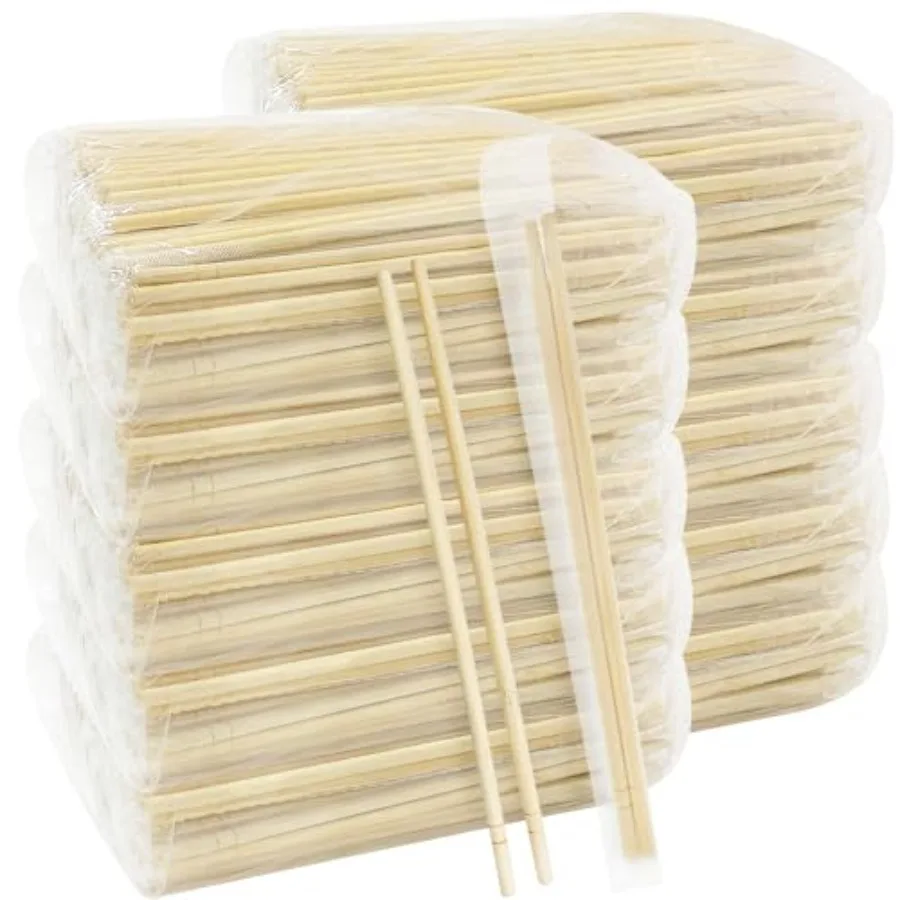 

1000 Pairs 8 Inch Disposable Chopsticks Separated Sleeved Individually Clear Packaged Wrapped Disposable Bamboo Chopsticks for