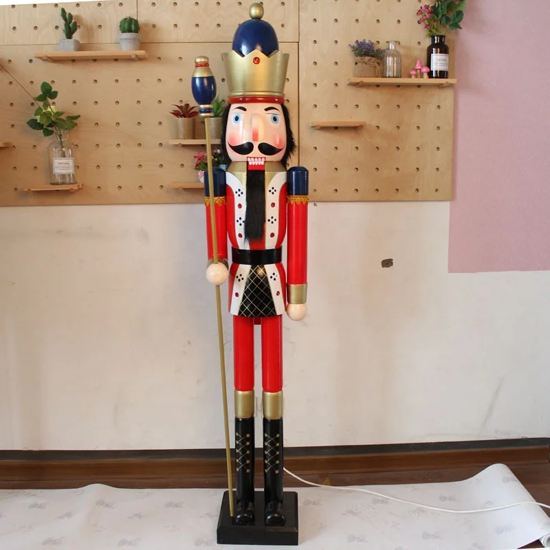 Life Size Hot Sale Oversized 6 Ft/180 Cm/1.8 M Wooden Nutcracker Soldier Holiday Event Decoration Christmas Decoration