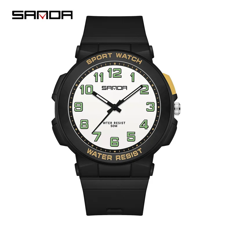 SANDA 6123 Quartz Watch Fashion Sports Outdoor Simple Waterproof Luminous Student Silicone Strap Wrist Watch for Boy and Girl