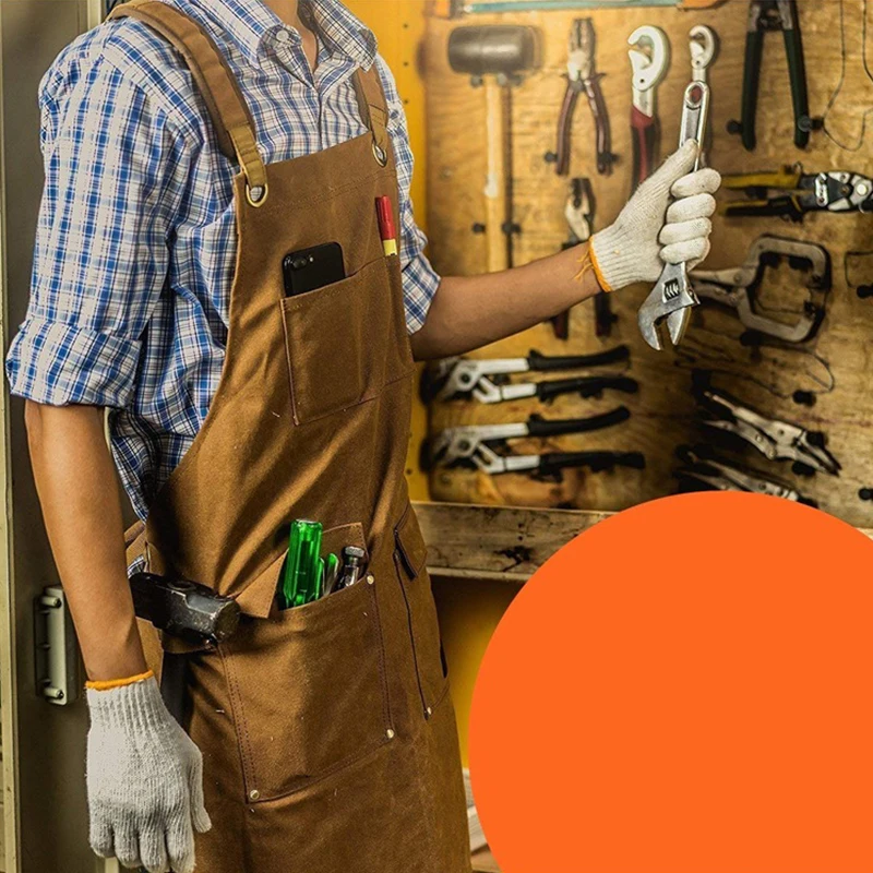 Waterproof Thickened Canvas Waist Apron Heavy Duty Work Apron For Woodworking Gardening Mechanic