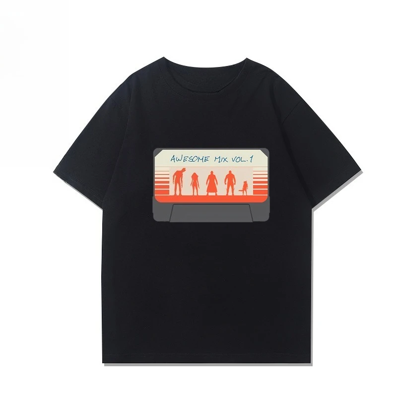 Marvel Guardianes de la Galaxia 3 Rocket Marvel Camiseta conjunta Ropa Groot Tablero de dientes grandes Manga corta Algodón puro Tendencia Casual