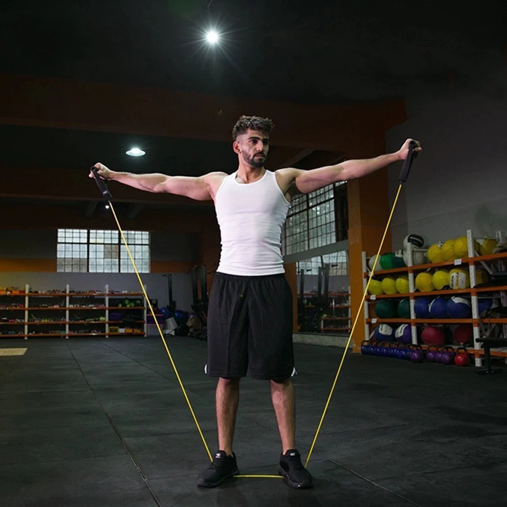 Venda quente 5 níveis de resistência yoga puxar corda bandas com alças elástico esportes musculação em casa ginásio treinamento muscular banda fitness