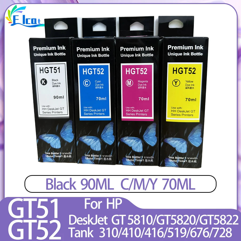 

GT51 GT52 Refill Dye Ink For GT5810 5820 5822 For HP Smart Tank 450 455 500 510 515 516 519 530 559 570 610 615 651 Printer Ink