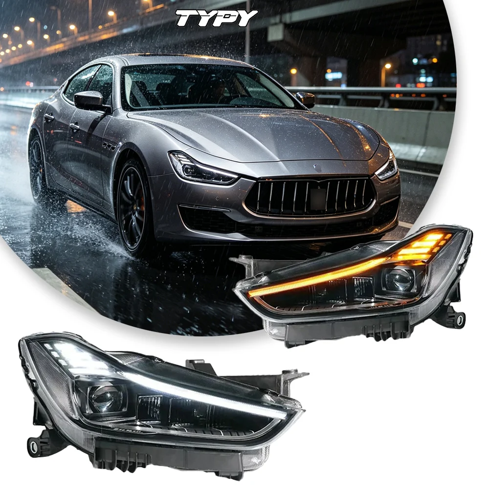 

Фары TYPY для Maserati Ghibli 2014-2019, обновленные до версии 2023 года, светодиодные фары с динамическим указателем поворота, стоп-сигналом и DRL, автомобильные аксессуары