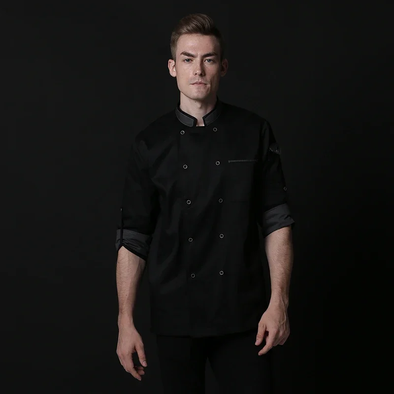 長袖キッチンジャケット制服シェフコートホテル調理服プロのキッチン衣装男シェフホテル衣装作業服