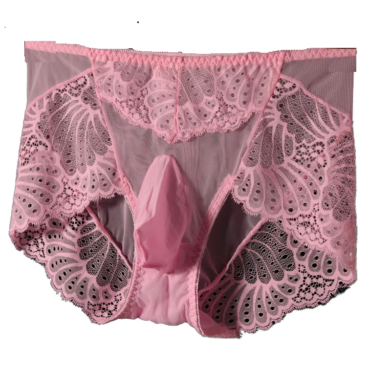 

Man's Pink Lace Sheer Mesh Pants Breifs Live Show Dance Sexy Costumes DJ Club Bar Private Party Cos. Harajuku BF FKK Party