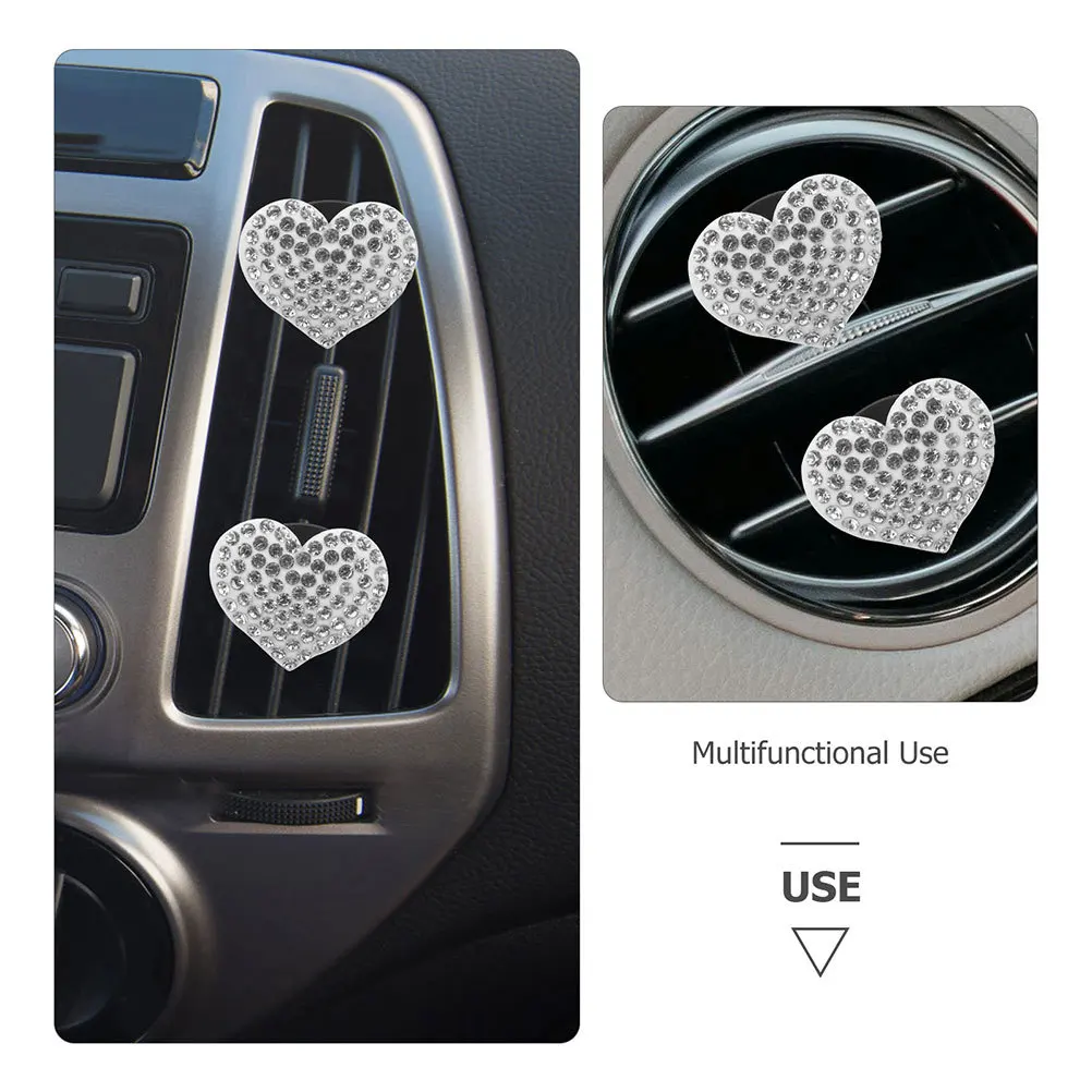 

3pcs Car Air Vent Clip Black Heart-Shaped Rhinestone Freshener For Women Bling Car Accessories Aroma Diffuser Interior Decor