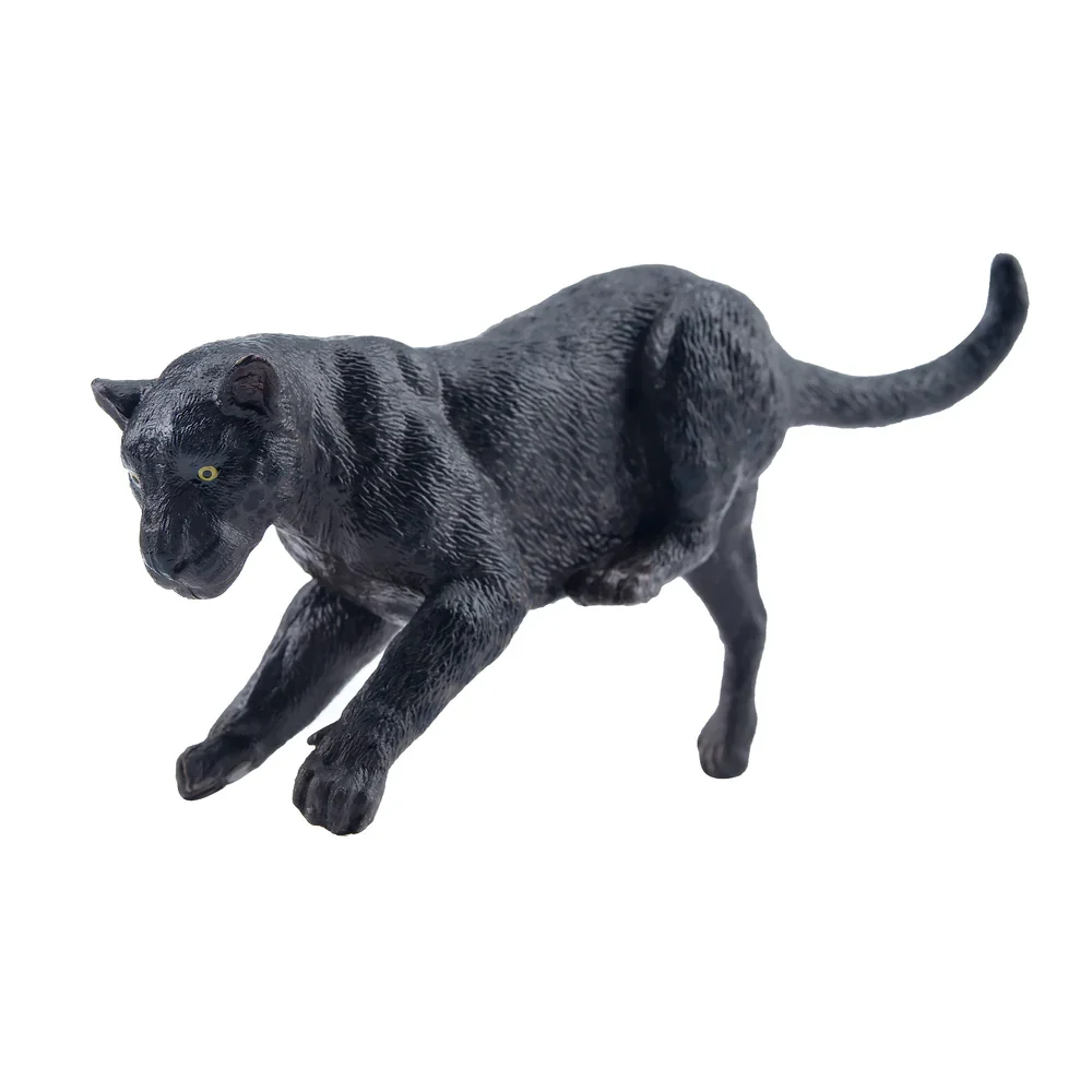 Toymany simulação preto deitado feminino jaguar vida selvagem modelo animal brinquedo mini figuras bonecas estatuetas ação brinquedos crianças presente