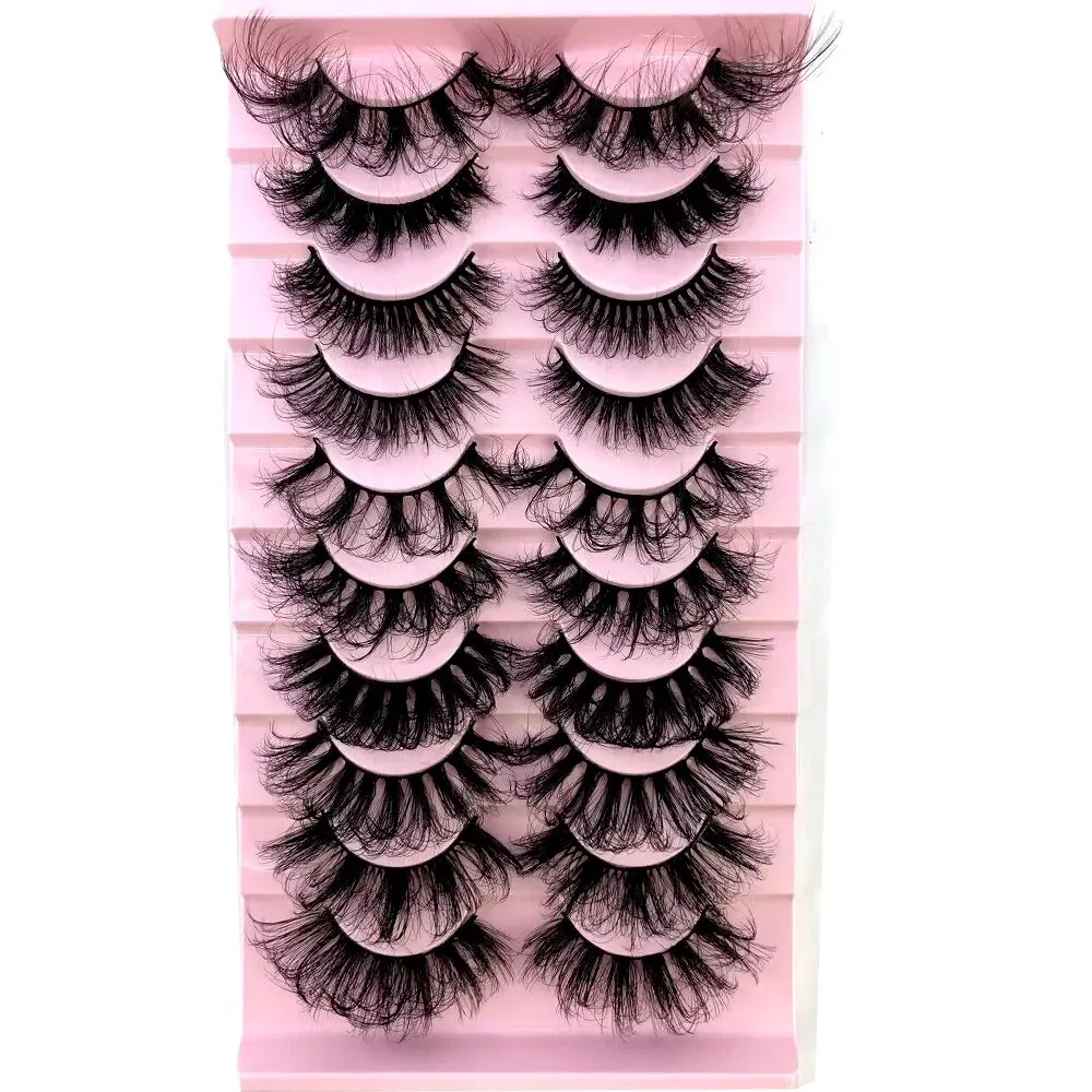 Mescola 10 paia di ciglia finte di visone 8-25mm ciglia soffici e disordinate ciglia di visone 3D all'ingrosso, 10 paia di ciglia finte naturali Extensio