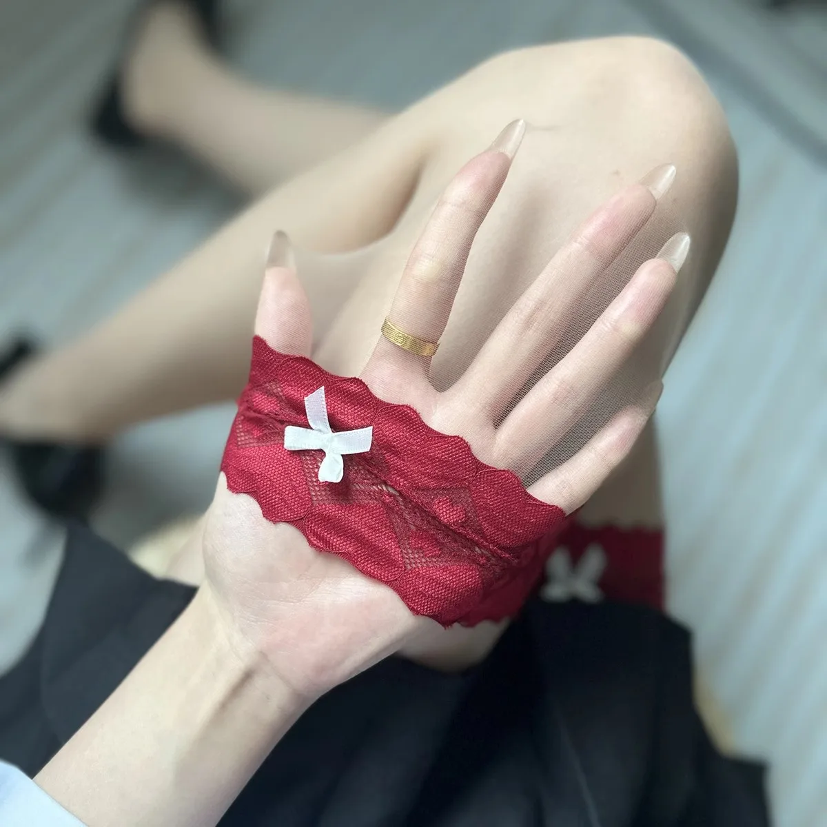 

Contrast Color Lolita Lace Bow Sexy Stockings JK Girls Over Knee Stay Up Hosiery Cosplay Party Silky Touch Long Socks Medias