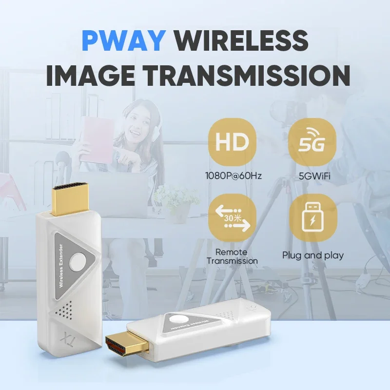 

Mini HDMI 30M 1080P Wireless Transmitter and Receiver for Digital Camera DV Camera Tablet Simultaneous Audio Video Transmission