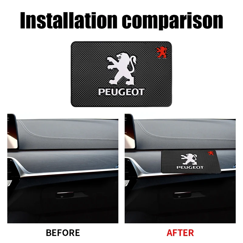 PVC Car Dashboard Anti Slip Mat Silicone Pad For Peugeot 208 308 206 307 207 3008 407 508 2008 5008 301 406 408 607 4008 Rifter