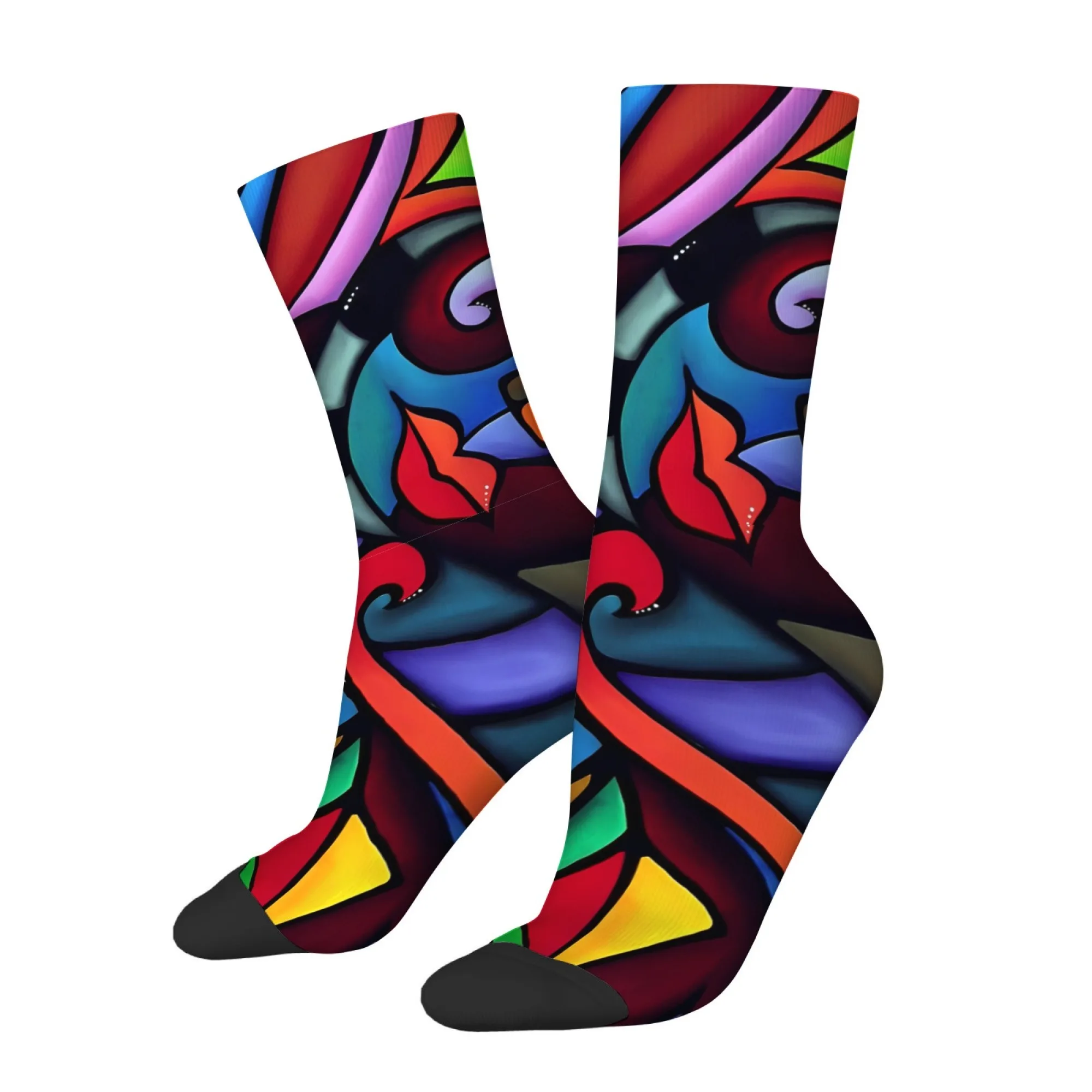 Cubist Abstract Men's Socks Fashionable Street Style Cool Retro Harajuku Style Socks Soft Breathable and Skin-friendly Socks