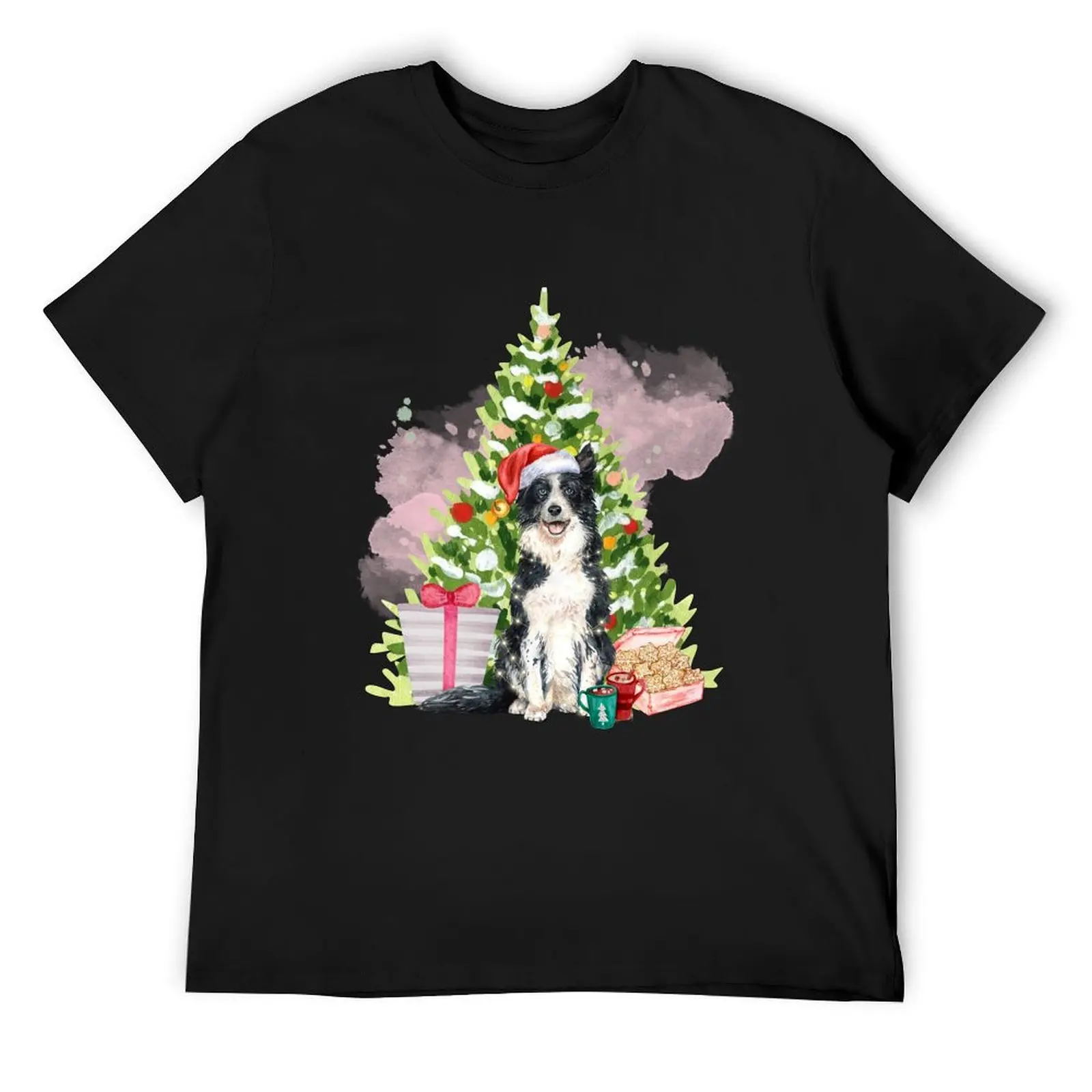 

Border Collie Christmas: Border Collie With Christmas Tree And Gifts T-Shirt anime figures mens graphic t-shirts big and tall