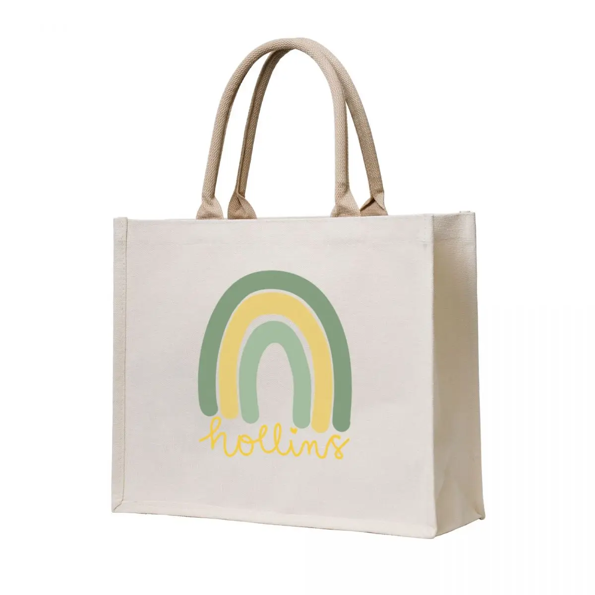 

Hollins Three-Tone Green and Gold Rainbow Tote Bag Customizable tote bag personalized tote bag sacs de shopping