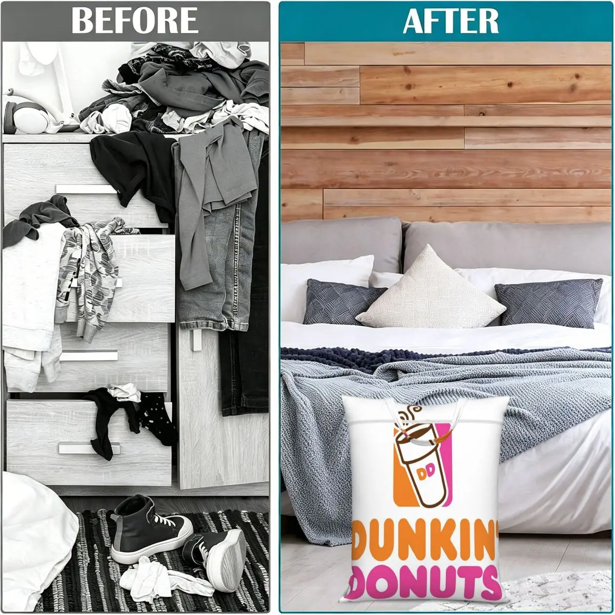 Dunkin Donuts Laundry Collector Foldable Laundry Basket Large Storage Washing Basket Home Organizer view 4