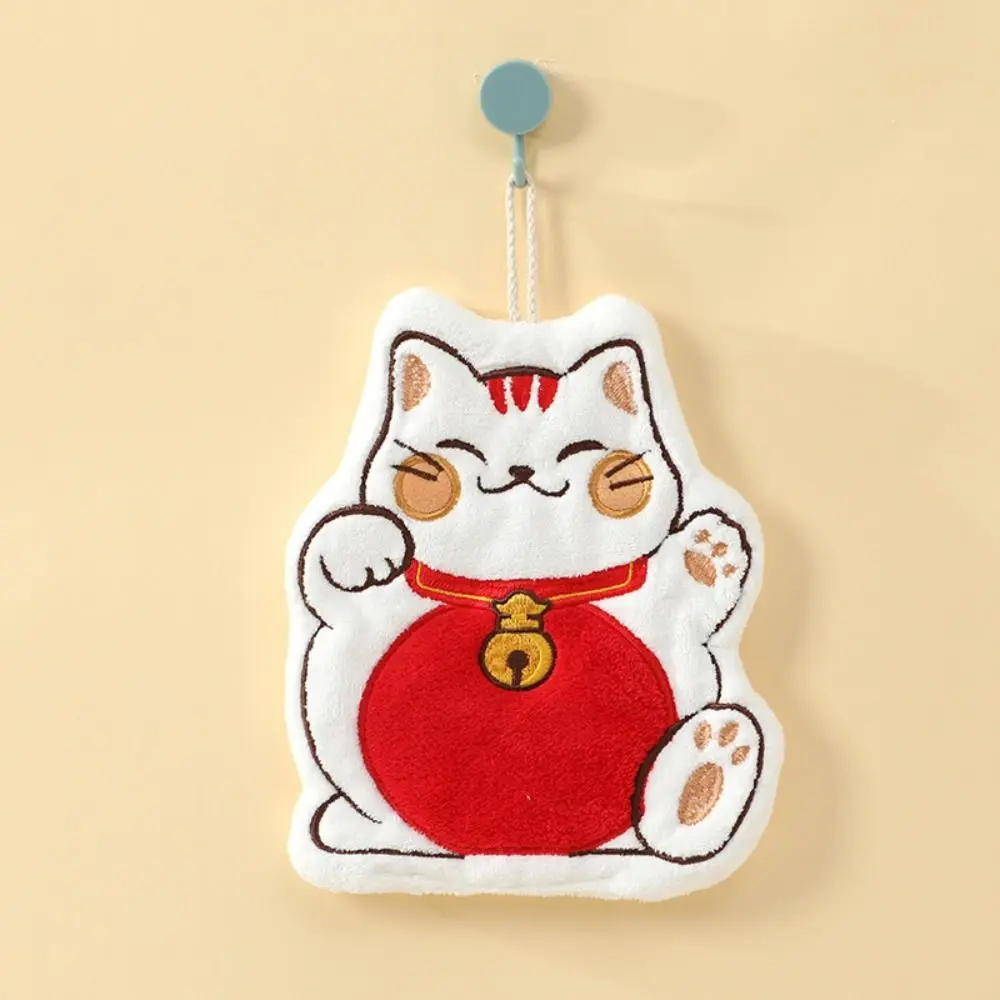 Soft Cat Hand Towel Coral Velvet Quick Drying Wiping Towel Thickened Water Absorption Bathroom Hanging Towel Bathroom