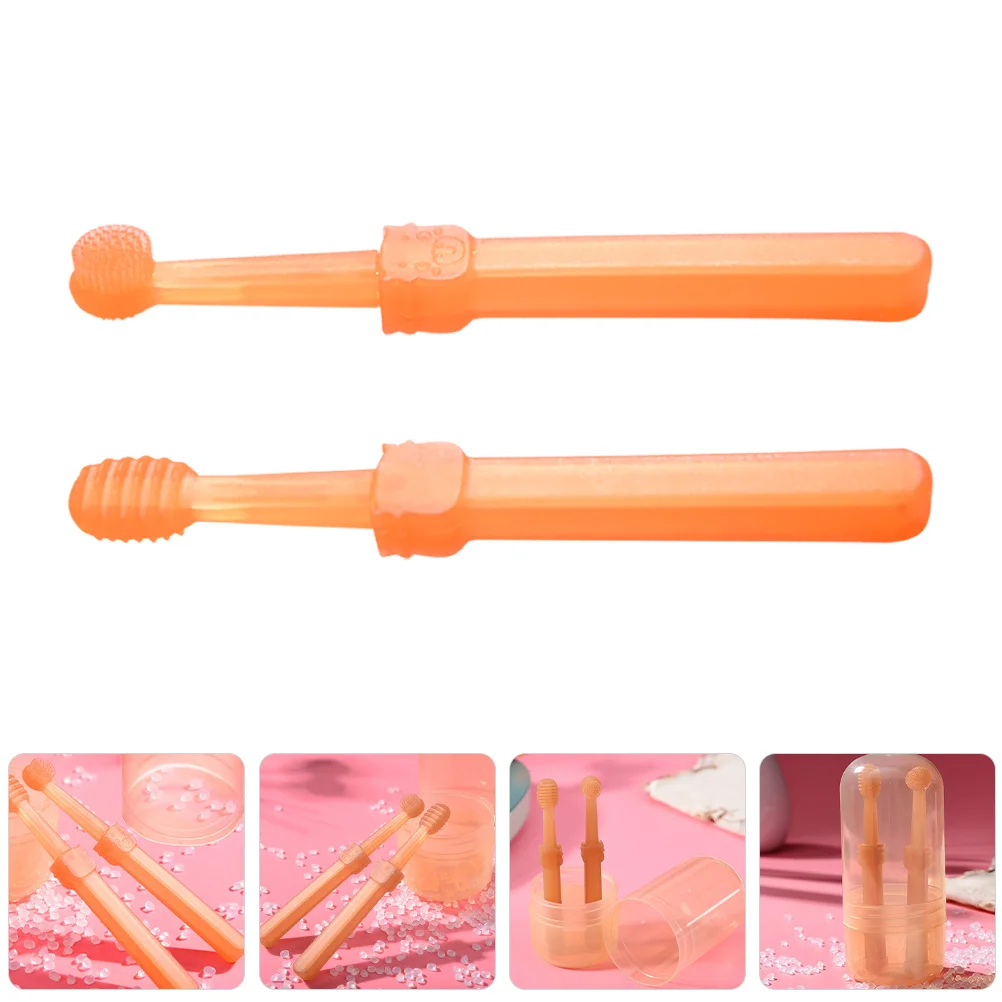 

2Pcs Infant Toothbrush Set Silicone Baby Oral Care Brush Soft Gentle for Newborns Toddlers Animal Design Travel Friendly