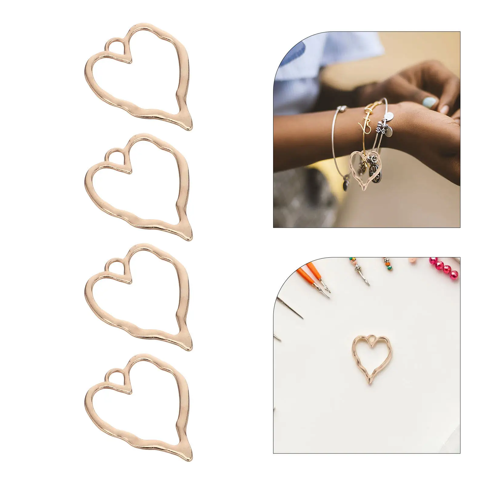 

50 шт. подвесок-сердечек с открытым задом, полых, из цинкового сплава, для самостоятельного изготовления украшений: браслетов, ожерелий, серег