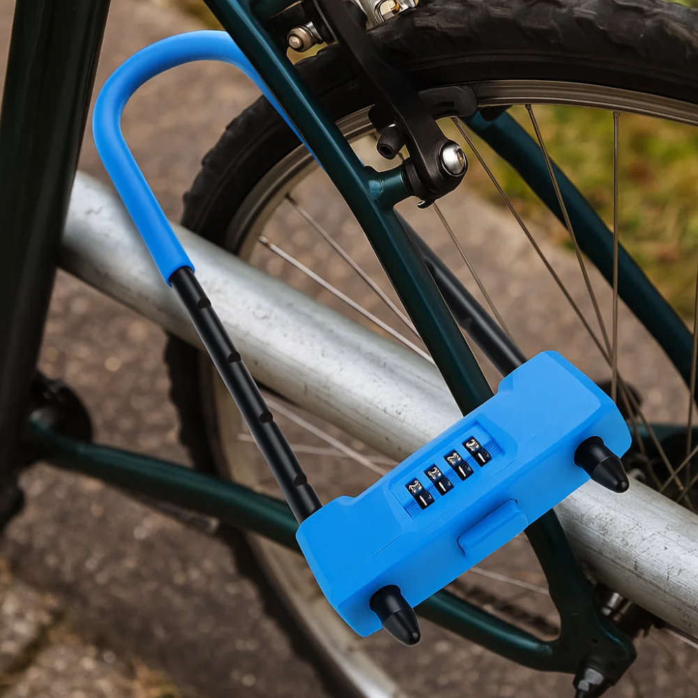 

Safety Adjustable Shackle Combination Lock Long Shackle Heavy Duty Passwords Lock Anti-Theft U-Shape Safety Padlock Bike