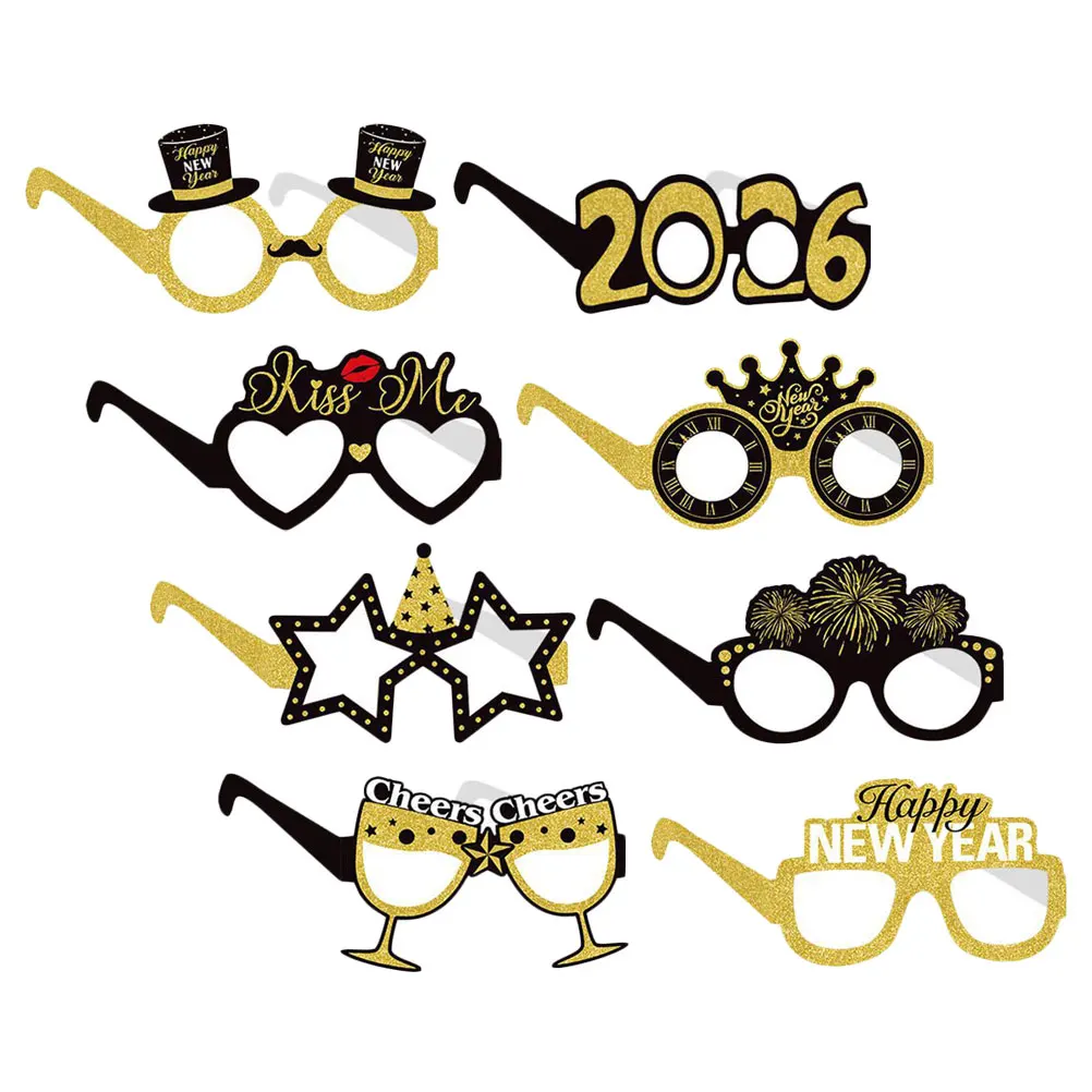 

8 Pcs Glasses Party Eyewear New Year Eyeglasses Prop Happy Sunglass Paper for Novelty Sunglasses Lunar