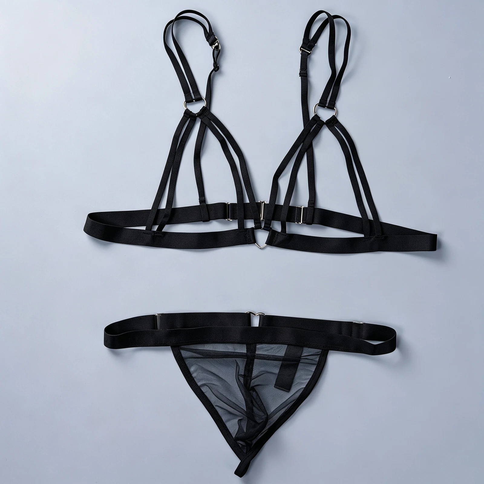 Sheer Mesh Bra - Ensemble de soutien-gorge de bikini en