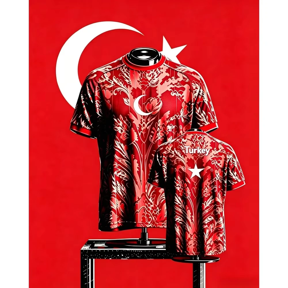 Turkish Floral Football Jersey, Suitable for Summer Outdoor Training, Breathable and Quick-drying Men's T-shirt
