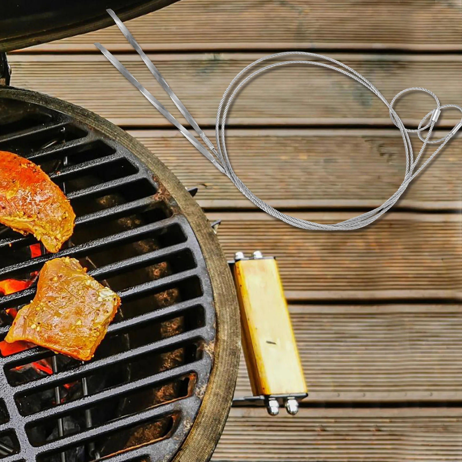 

2Pcs Stainless Steel Skewers for Grill Rustproof Barbecue Sticks Reusable Meat Kabob Sticks Outdoor Cooking Supplies