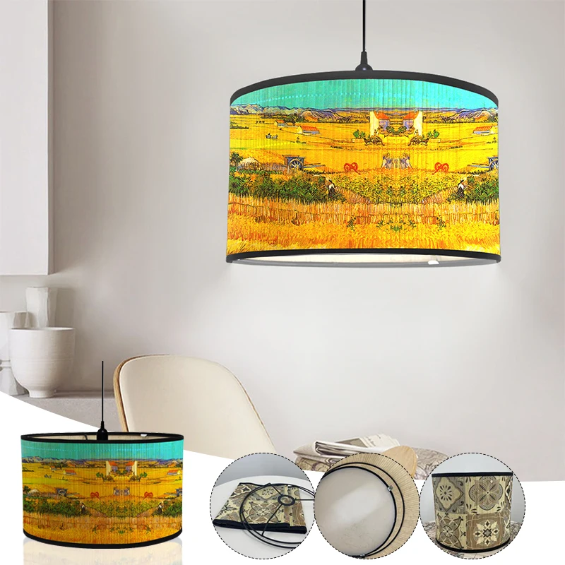 Seaside Scenery Lamp Shade Bamboo Art Crafts Light Shade Bar Cafe Home Homestay Retro Landscape Chandelier Decor