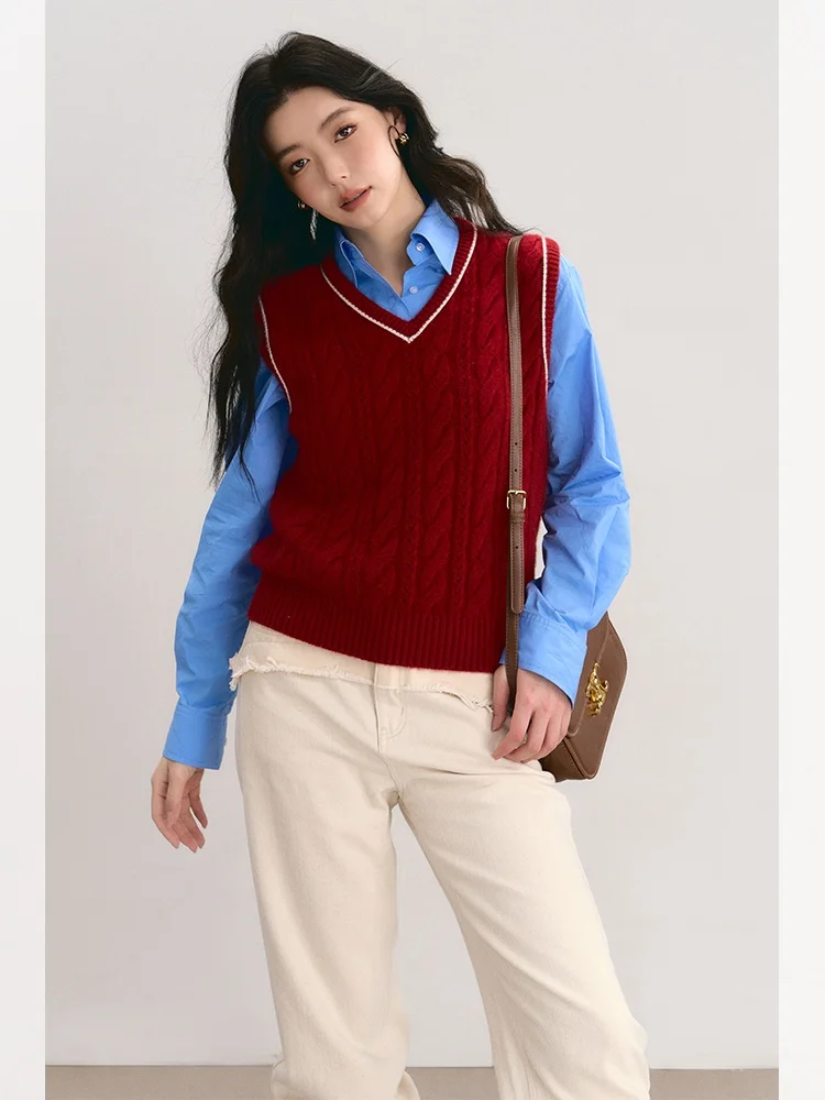 

Женский вязаный жилет CCFUR с V-образным вырезом, базовый слой, свитер с меховой отделкой, для повседневной носки, летний, с длинными рукавами, стандартный крой