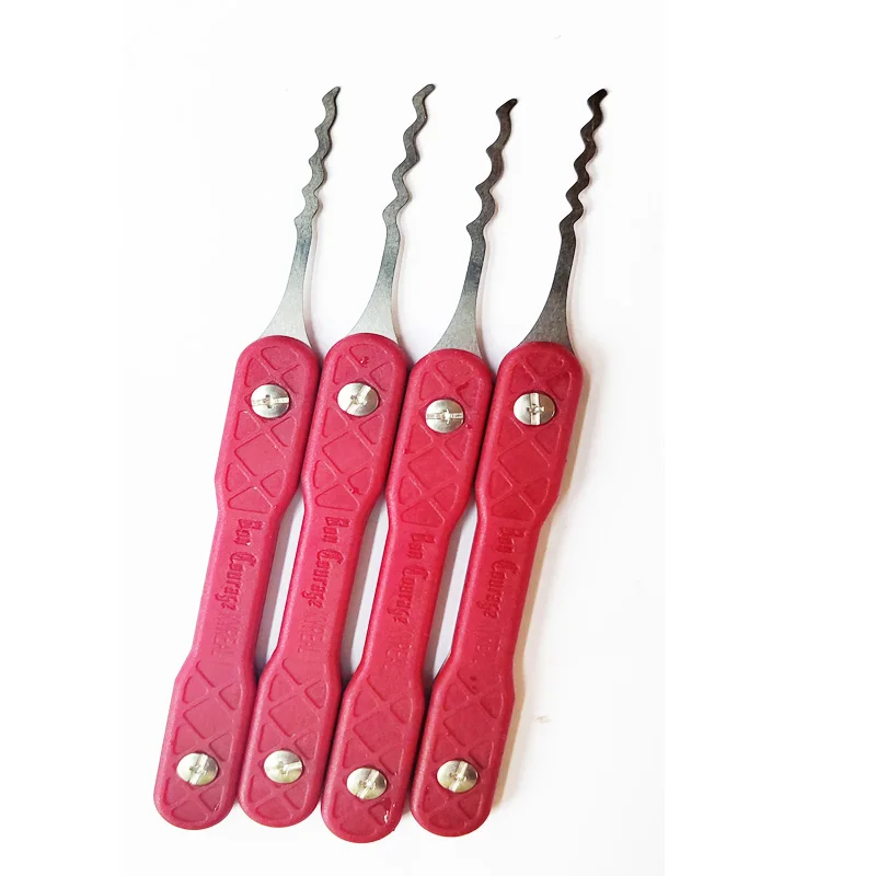 Bon Courage Kyreal Vermelho 4 Peças Wonder Waves Ganchos de Aço Inoxidável 0.5MM de Espessura Mais 7 Peças Ferramentas de Tensão para Chaveiro