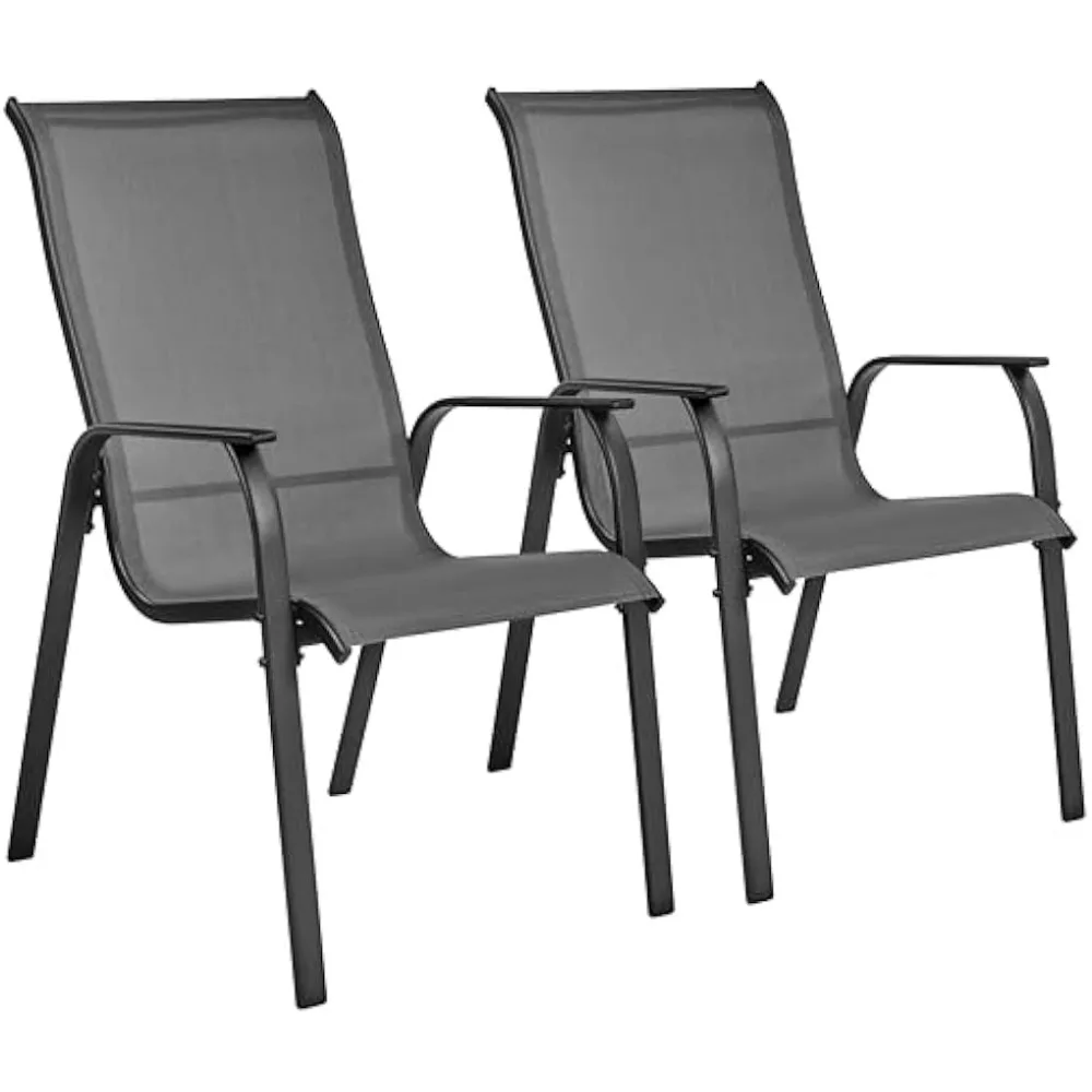 

Set of 2 Patio Dining Chairs, Outdoor Stackable Patio Chairs with Backrest/Armrests, All Weather Chairs for Garden/Law